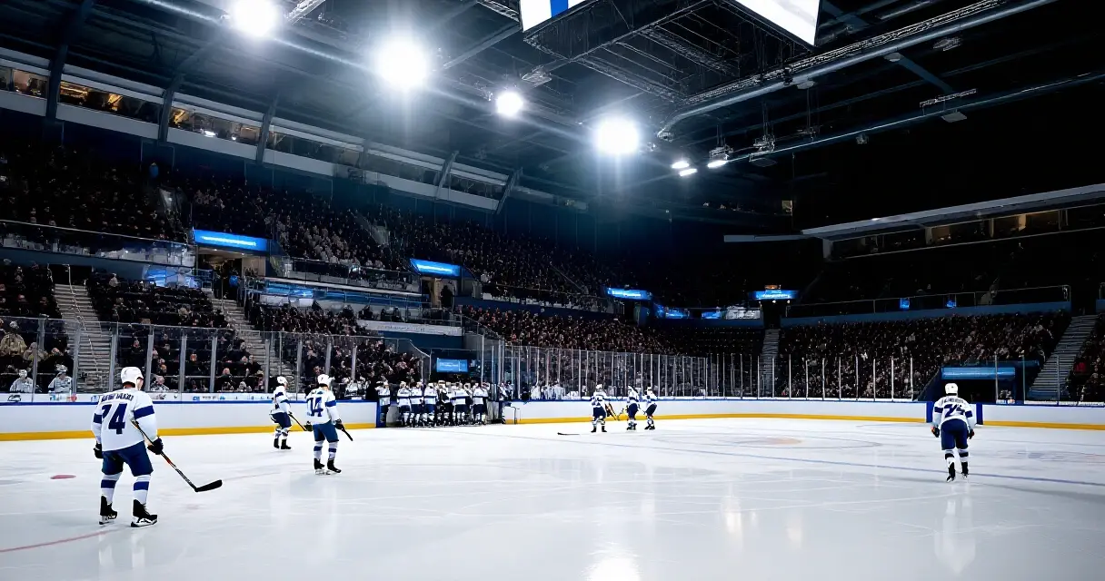 SM-liigan jäähalli täynnä katsojia, pelaajat jäällä ennen ottelua